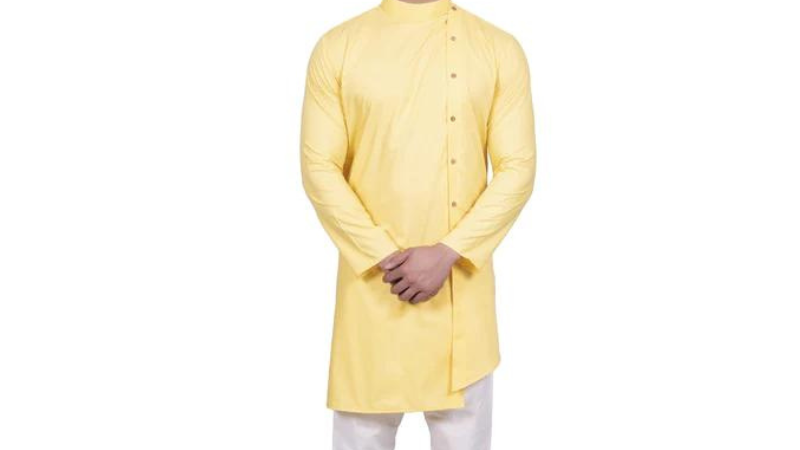 Yellow Indo Western In Cotton Silk Sherwani Design photo